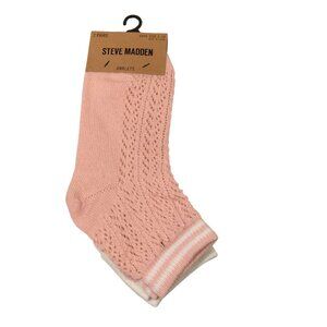 Steve Madden Ladies Anklets Size 5-10 Peach Mesh Cream Solid Set of 2
